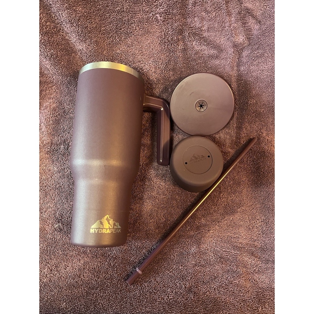 Hydrapeak Voyager 40oz Stainless Insulated Tumbler Handle Lid Straw & Boot Plum